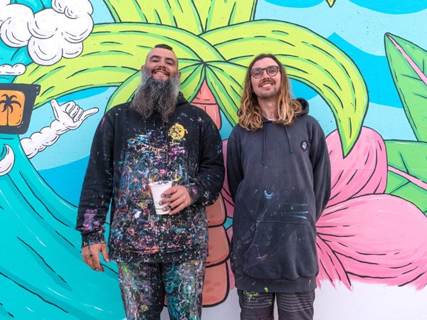 creative mural by Mulga at Flynns Beach