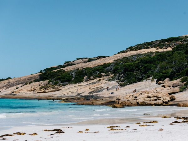 white sand beach surrounding Esperance Chalet Village