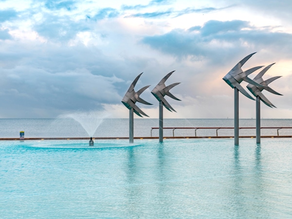 fountain pool adjacent to the sea
