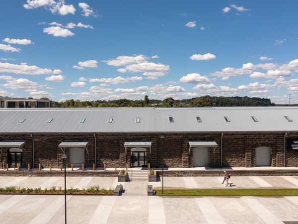 Exterior drone shot of The Goods Shed in Ballarat