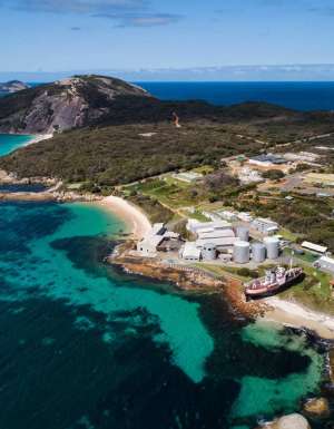 Aerial view of Albany's Historic Whaling Station at Discovery Bay, Albany