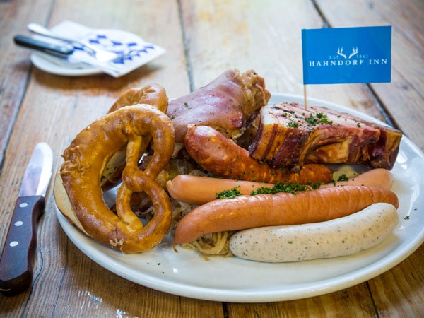 German food on a plate at the Hahndorf Inn
