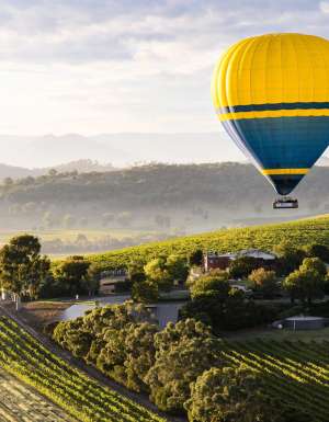 a hot air balloon over Yarra Valley