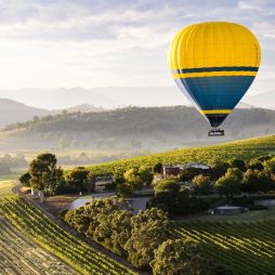 a hot air balloon over Yarra Valley