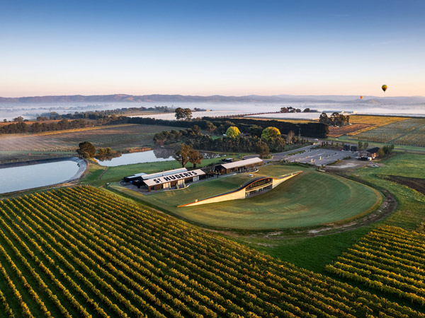an aerial view of Hubert Estate, Yarra Valley