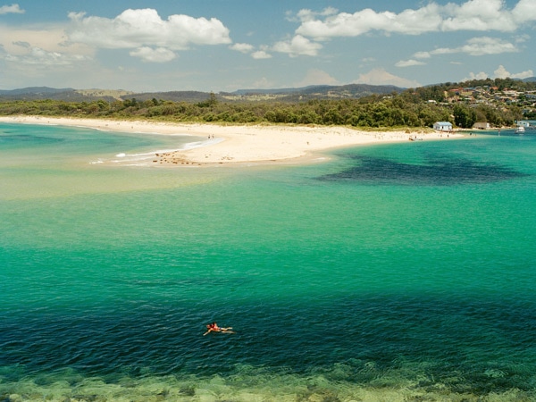 The sandbar and inlet leading to Merimbula Lake