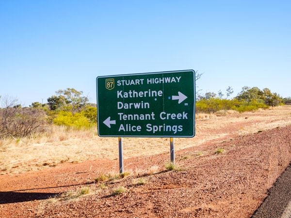 road sign to Alice Springs