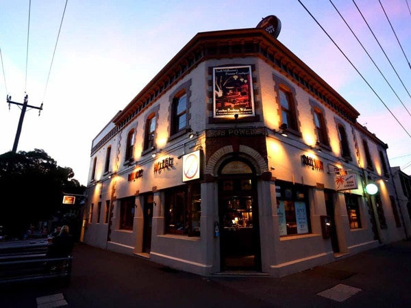 Exterior of the Railway Hotel in South Melbourne.
