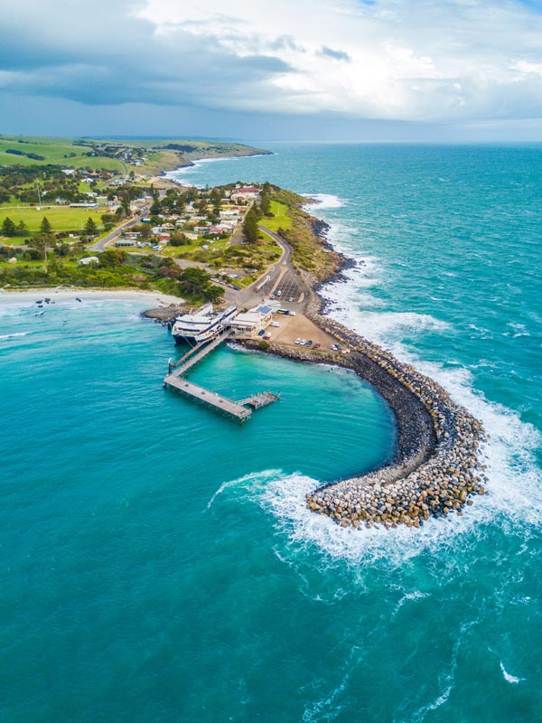 High shot of SeaLink ferry terminal