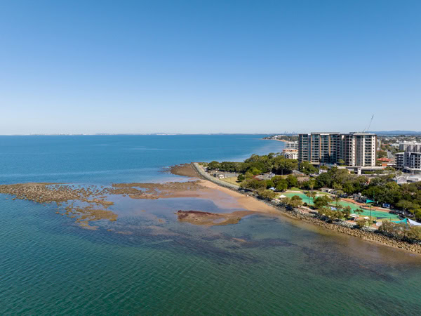 the Settlement Cove Lagoon overlooking Moreton Bay