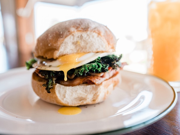 Burger with egg on it from the Hilltop Store in Coffs Harbour