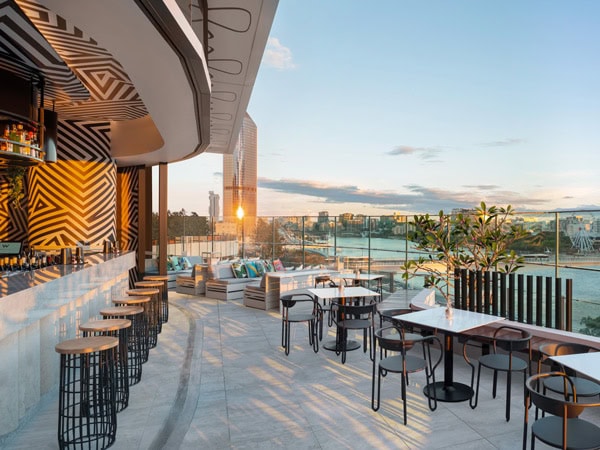 view of Brisbane River and South Bank buildings from the WET Deck at W Brisbane