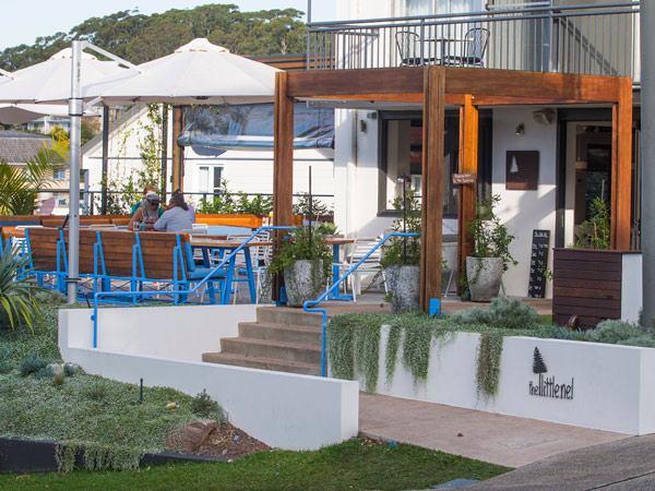 an alfresco dining setting at The Little Nel Cafe, Nelson Bay