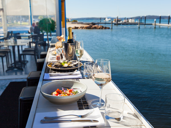 waterfront dining at The Poyer’s, Port Stephens