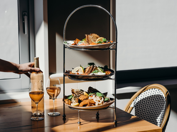 a three-tiered seafood at The Galley Kitchen, Port Stephens