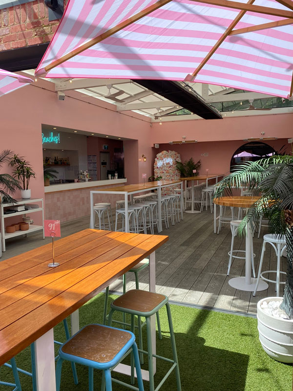 an open-air cocktail lounge at The Foundry, Bendigo