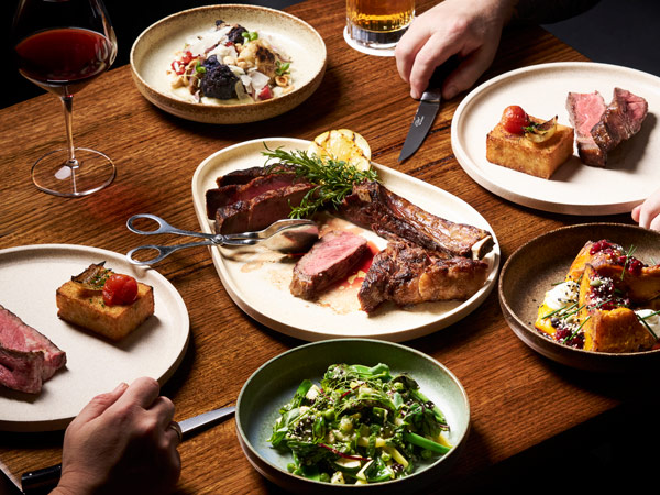 a large share steak spread at The Woodhouse Bar & Grill, Bendigo