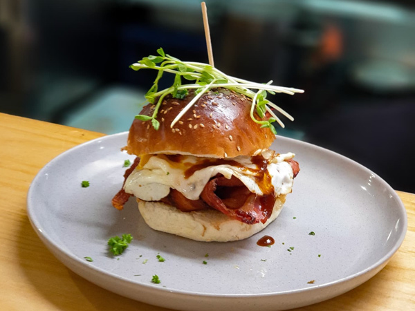 bacon & egg roll at The Rabbit Hole, Darwin