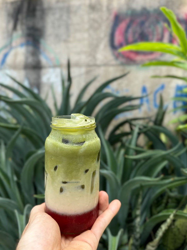 the strawberry matcha at Ruby G’s Canteen & Bakery, Darwin