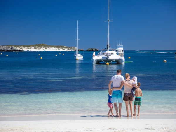 sightseeing with family at Geordie Bay, Rottnest Island