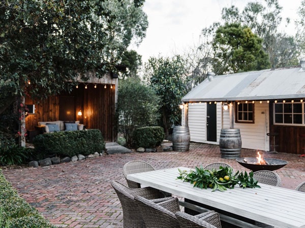 Inside the backyard of The Bootmaker's Cottage in Birregurra, Victoria, Australia
