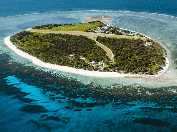 an aerial shot of Lady Elliot Island Eco Resort