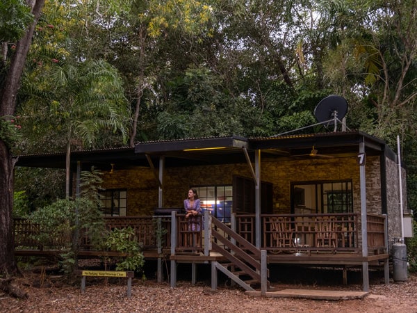 a traditional cabin in the woods at Litchfield Tourist Park in Darwin, NT