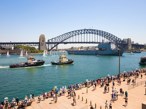 crowds flocking at Sydney Harbour