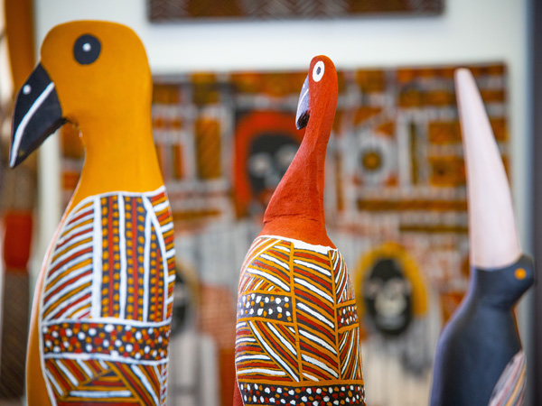 ironwood carved birds at Jilamara Arts and Craft Association, Tiwi Islands