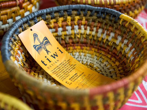 a woven basket at Tiwi Islands annual art sale