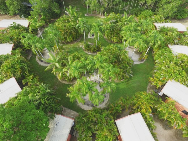 aerial shot of Tumbling Waters Holiday Park, Darwin