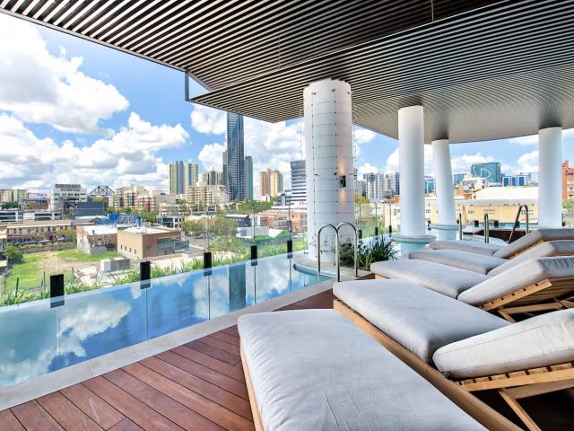 the rooftop pool at Inner-city apartment, Brisbane Airbnb