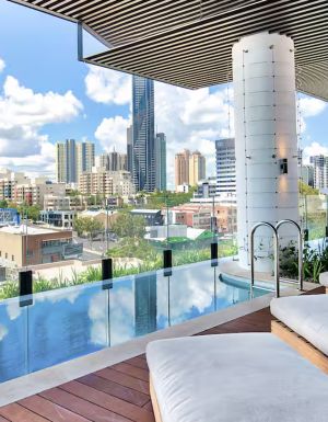 the rooftop pool at Inner-city apartment, Brisbane Airbnb