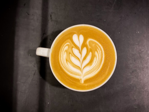 latte art at Zimmah Coffee, Hobart
