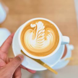 a latte art at Bloom Coffee x Bites, Hobart