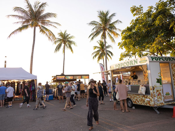 the food stalls at Mindil Beach Sunset Market