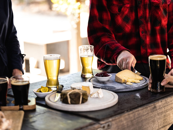 beer and cheese plates at Bruny Island Cheese Co.