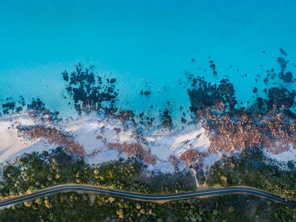 Drone shot of Eagle Bay in WA