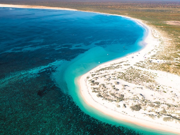 Drone shot of Gnaraloo, snorkelling spot in WA