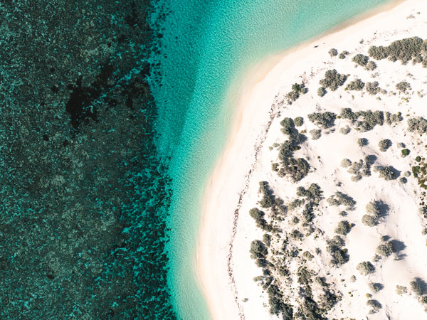 Aerial shot of Gnaraloo, snorkelling spot in WA