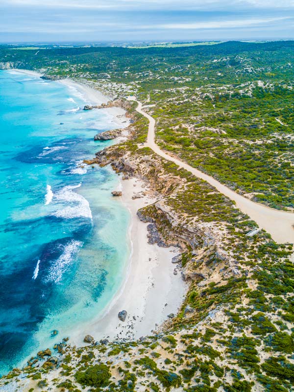 High shot of Pennington Bay on Kangaroo Island.