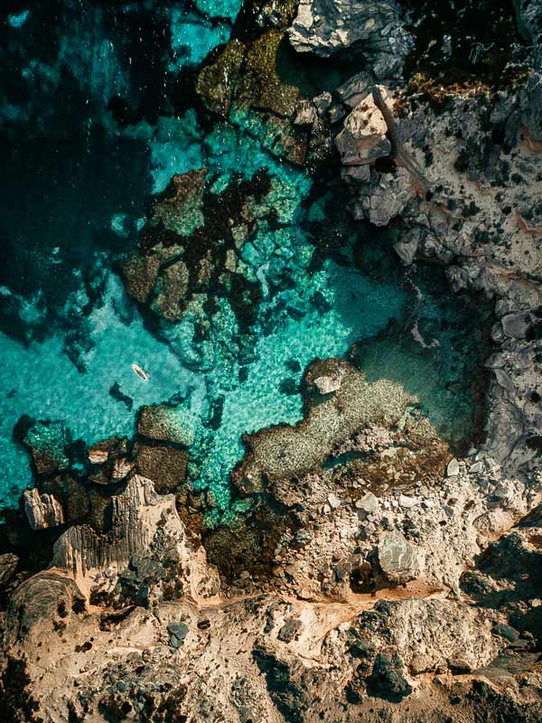 Aerial shot of Fish Hook Bay on Rottnest Island in WA
