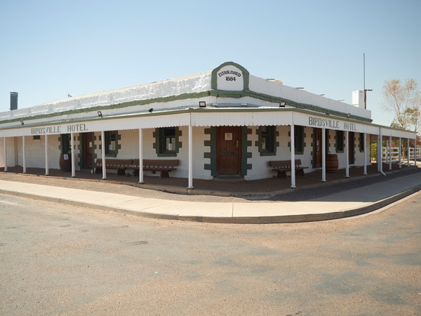 the exterior of Birdsville Hotel, Qld.