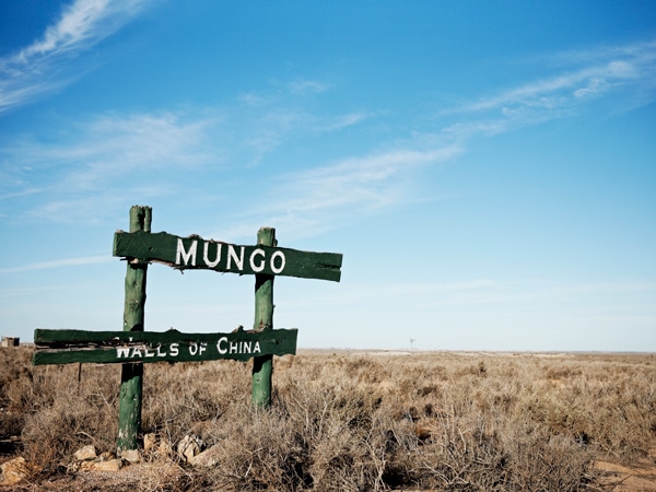 a grassy landscape at Mungo National Park