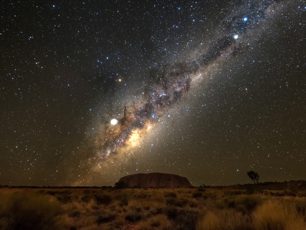 Uluru under the night sky