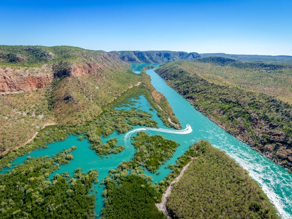 an aerial shot of the pristine Kimberley coast