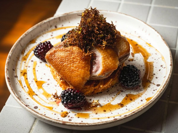 a plate of chicken at Flour Bar, Bowral