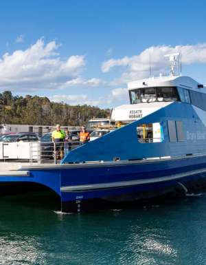 a SeaLink ferry navigating the calm waters of Bruny Island