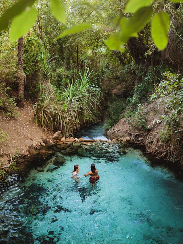 couple relaxing at Katherine Hot Springs