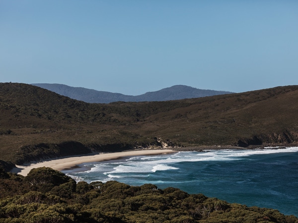 an aerial view of the Lighthouse Bay on Bruny Island
